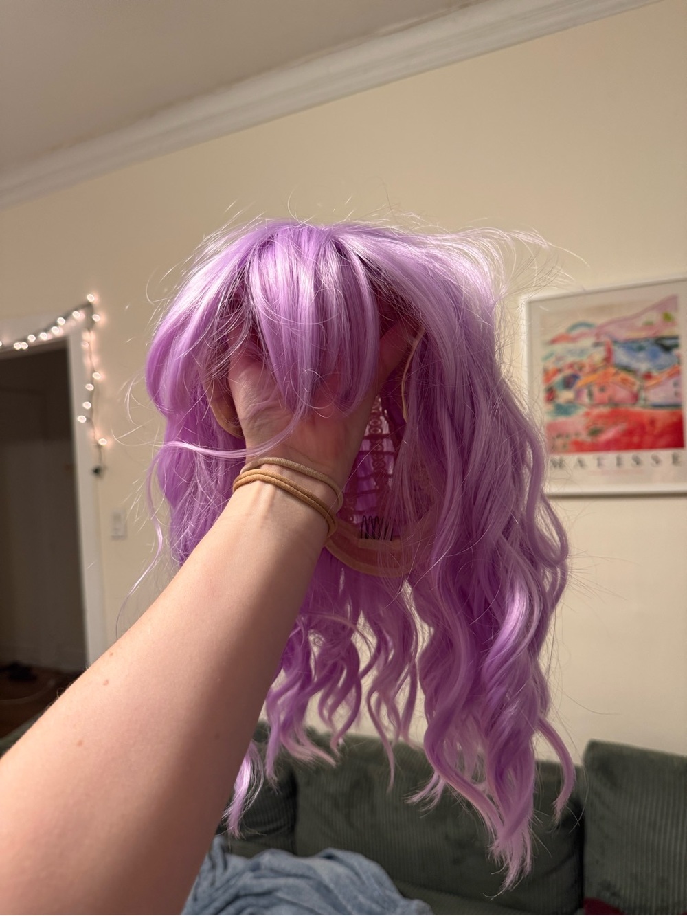 Purple curly costume wig